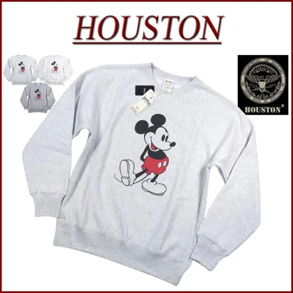 HOUSTON × DISNEY ヒューストン × ディズニー コラボ ミッキーマウス レトロプリント 12oz 裏起毛 ヘビーウェイト スウェットシャツ 22262