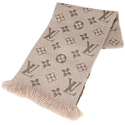 ルイ・ヴィトン Louis Vuitton エシャルプ ロゴマニア マフラー モノグラム フリンジ ウール シルク エクリュ レディース 中古