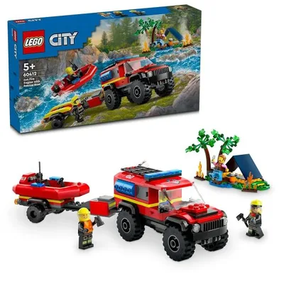 レゴ LEGO シティ 4WD消防車とレスキューボート 60412 おもちゃ レゴブロック レゴシティ 車 消防車 レスキュー車 ミニフィグセット