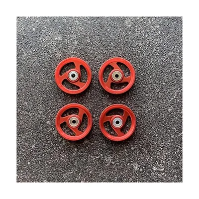 ミニ四駆 19mm 3スポークオールベアリングローラー x4 (レッド)