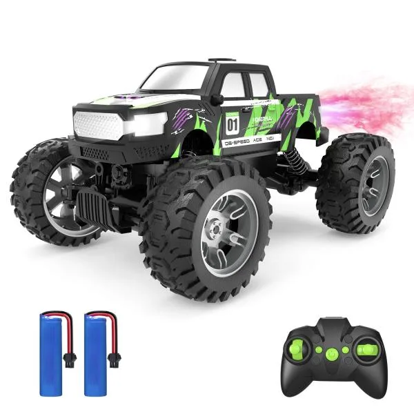 DEERC ラジコンカー 子供 オフロード 四輪駆動 子供 1/16スケール RCカー リモコンカー 車おもちゃ 操作時間70分 バッテリー2個 水スプレー 自動デモ DE44