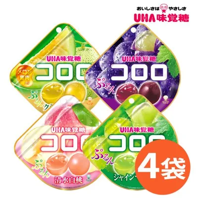 【在庫処分 セール】コロログミ 4袋セット 巨峰 シャインマスカット 清水白桃 UHA 味覚糖 ぐみ 果汁 お菓子 おやつ こども 景品 詰め合わせ ポイント消化 ころろ