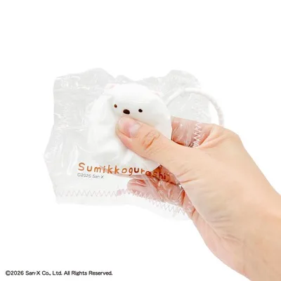 すみっコぐらし むにゅもちスクイーズ しろくま 水感 シリコン ぷにぷに もちもち チェーン付き キーホルダー ストレス解消 癒しグッズ カヨトイズ
