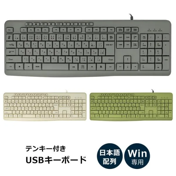 キーボード 有線キーボード USBキーボード フルサイズ テンキー USB接続 有線 給電式 有線接続 デスクトップ PC Windows11 スタンダードキーボード