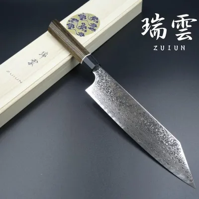 瑞雲 牛刀包丁 関兼次 210mm スーパーゴールド2 ダマスカス73層 積層強化木柄