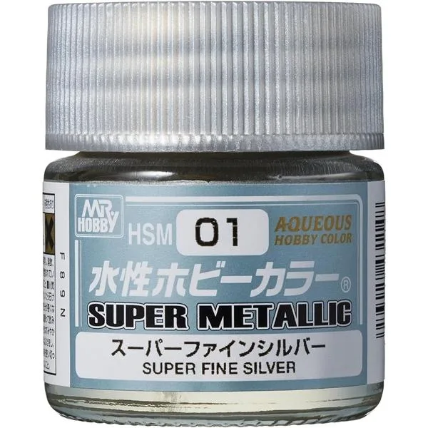HSM01 水性ホビーカラー スーパーメタリック スーパーファインシルバー 10ml 新品塗料 GSIクレオス 水性ホビーカラー 模型用塗料