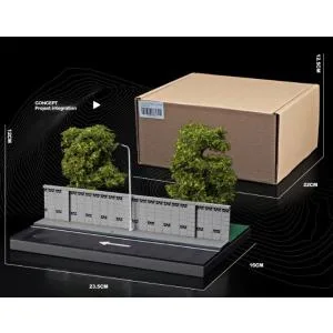 収蔵家 1/64 壁沿い道路と緑地公園ジオラマ