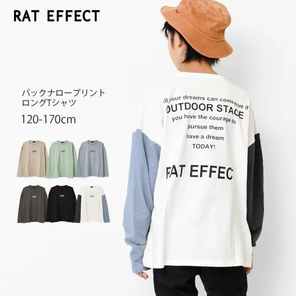 子供服 男の子 バックナロープリントロングTシャツ ロンT トップス 長袖 ゆったりキッズ 小学生 中学生 130 140 150 160 170 送料無料 2点までメール便対象