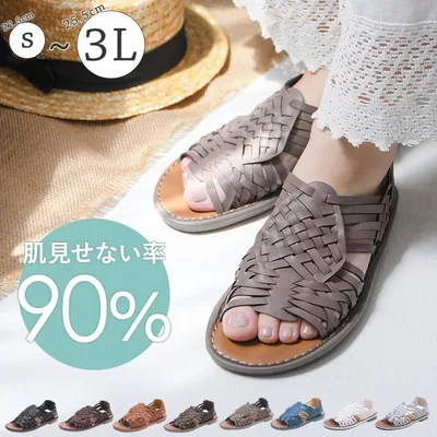サンダル レディース 歩きやすい ローヒール ぺたんこ かかとあり かかと付き 大きいサイズ 痛くない 柔らかい 軽量 疲れにくい 履きやすい 爆買