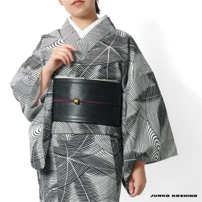 着物 JUNKO KOSHINO セオアルファ 単衣 流水 紅葉 波 白 黒 モノトーン レディース シック 上品 きれいめ かっこいい 仕立上がり 単品 日本製 夏着物 浴衣