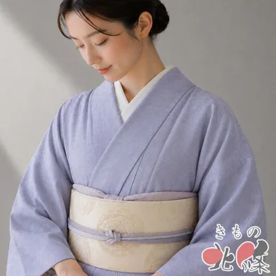 特選 色無地 着物 中古 正絹 袷 紋付き 米澤 佐志め 五百機織 地模様 名物裂 唐草文様 楝色 身丈163cm 裄66.5cm L きもの北條 A1405-5