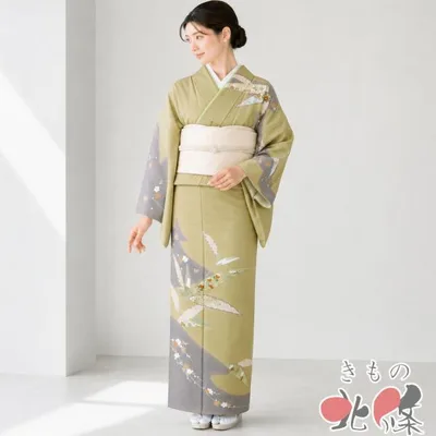 訪問着 着物 中古 正絹 袷 フォーマル 金駒刺繍 笹取り 花模様 楊梅色 多色 金 身丈158.5cm 裄66.5m M きもの北條 A1408-9