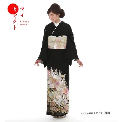 対応身長145-160cm 黒留袖レンタル 桂由美 花園 mito-360A 高級 正絹 人気 結婚式