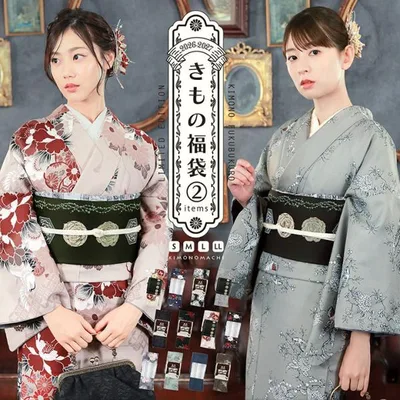 洗える着物 セット 「袷着物+京袋帯の2点セット 全12柄」 KIMONOMACHI オリジナル きもの福袋 サイズS/M/L/LL 2026-2027新作 コーディネート済み着物セット