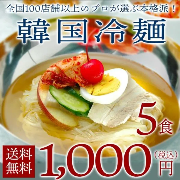 【8/31以降発送】冷麺 韓国冷麺5食セット メール便 送料無料 同梱不可 日時指定不可 代金引換不可 1000円 ポッキリ ポイント消化 韓国冷麺 韓国食品 お試し