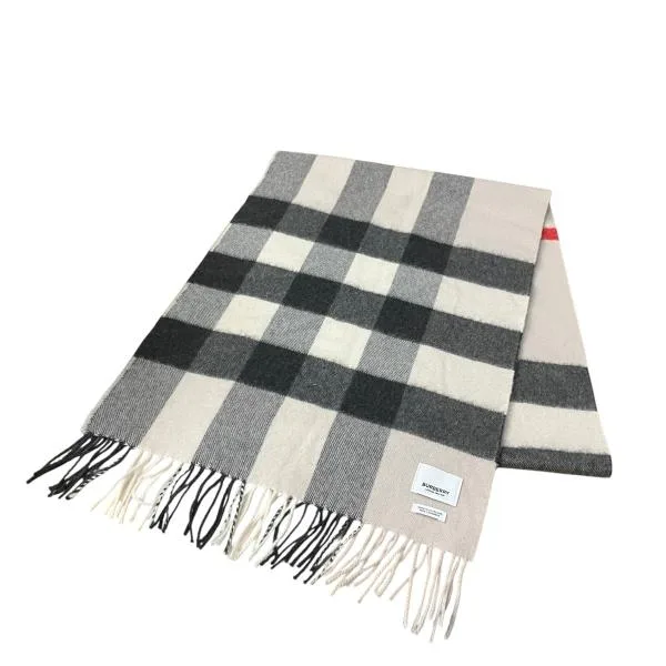 バーバリー BURBERRY チェックマフラー アイボリー×グレー×ブラック サイズ:200×36