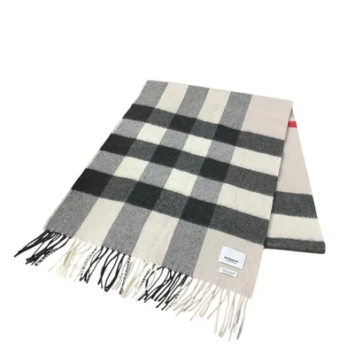 バーバリー BURBERRY チェックマフラー アイボリー×グレー×ブラック サイズ:200×36