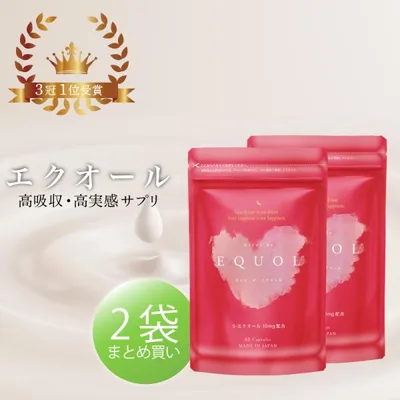 【公式】キレイデエクオール(60粒×2袋)イソフラボン 乳酸菌EC-12 乳酸菌 リンゴセラミド エクオール サプリメント 更年期 大豆イソフラボン