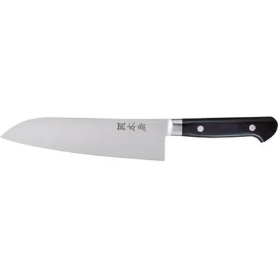 包丁 日本橋 木屋 No.3 鎌型 三徳包丁(洋) 180mm (鍔付・炭素鋼・黒強化木柄)