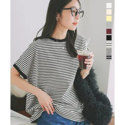 T-shirt Mock Neck Crew Neck Plain Cotton M L LL Women's 40's 50's C4819 Free shipping available by mail