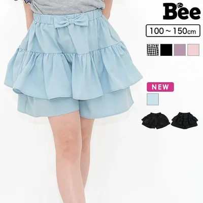 【期間限定TIMESALE】 ショートパンツ 子供服 キッズ ジュニア 女の子 ミニ丈 リボン フリル 総柄 無地 100 110 120 130 140 150