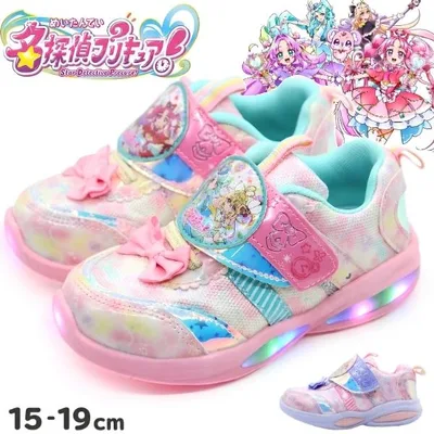 名探偵プリキュア! スニーカー キッズ 子供 靴 女の子 光る フラッシュ シューズ マジックテープ 軽い プレゼント 3724
