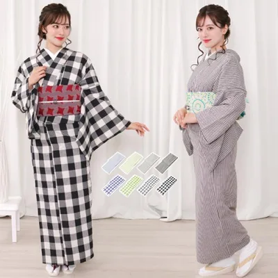 (綿混単衣着物275) 洗える着物 夏着物 単衣 レトロ モダン レディース 8colors S/M/L/TL