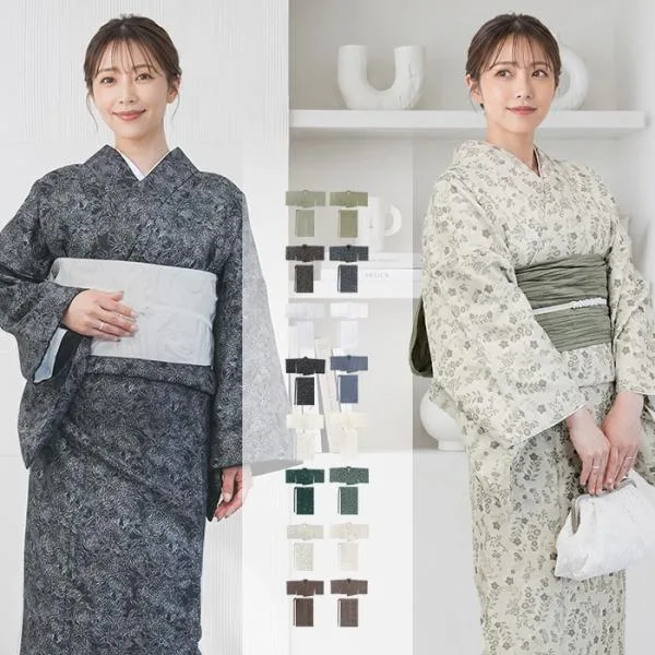 1人で簡単着付け! ( 二部式着物 小紋 袷 ) セパレート 洗える着物 女性 レディース F フリーサイズ(rg)