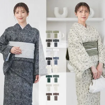 1人で簡単着付け! ( 二部式着物 小紋 袷 ) セパレート 洗える着物 女性 レディース F フリーサイズ(rg)
