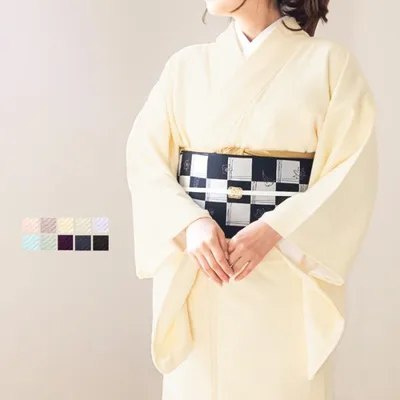 (女袷 東レ 地紋) 洗える着物 袷 10colors 色無地 着物 日本製 女性 レディース 東レ シルジェリー 大きいサイズ トールサイズ コスプレ M/L/BL