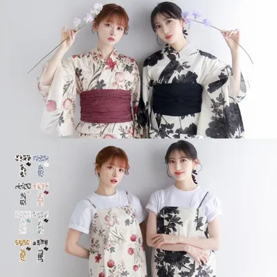1人で"5分"簡単着付け 【 ワンピース浴衣 2点セット A 】 浴衣 セット レディース ワンピース 二部式 セパレート 2way 浴衣セット 浴衣レディース (rg)