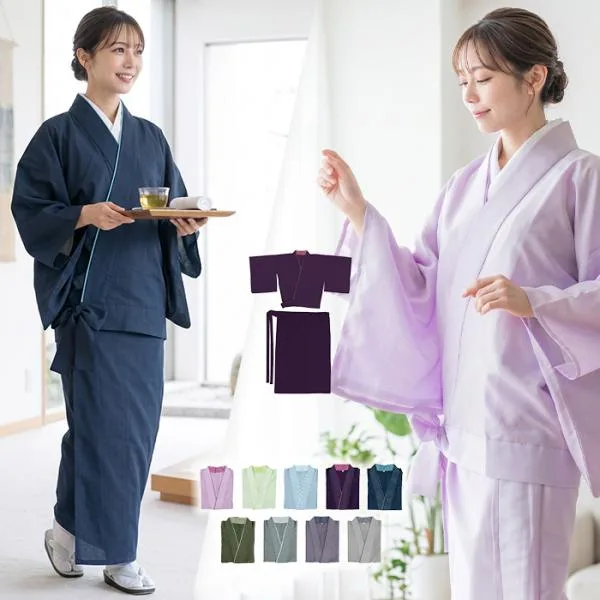 1人で簡単着付け!( 二部式 駒絽 ) セパレート 洗える着物 仕事着 部屋着 二部式着物 和服 夏物 夏用 女性 レディース 洗える M L (rg)
