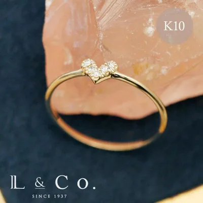 リング レディース ダイヤモンド ハート K10 10金 10K 華奢 指輪 人気アイテム 彼女 妻 プレゼント L&Co.(エルアンドコー)