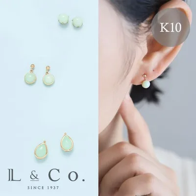 ピアス レディース ミントグリーン オパール K10 10金 ゴールド シンプル かわいい ひかえめ 緑 スタッド L&Co.(エルアンドコー)