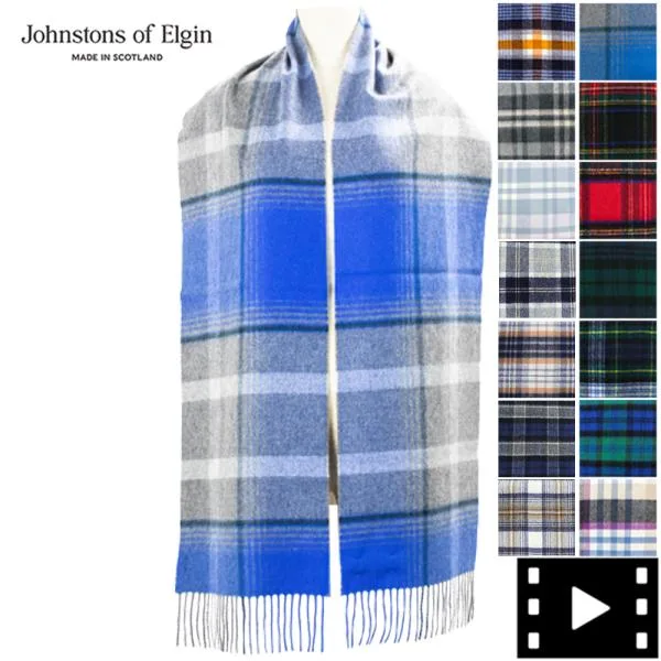 ジョンストンズオブエルガン マフラー カシミア100% チェック柄マフラー Johnstons of Elgin WA000016 JST Woven Scarf 返品交換不可