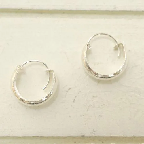 シルバーピアス フープピアス シンプル 甲丸 シルバー925 送料無料
