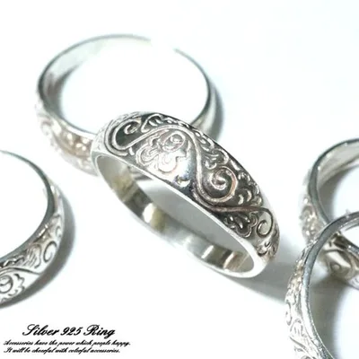 シルバー925 メンズ レディース リング シンプル 花 フラワー 手描きの花が彫られた指輪 silver925シルバーアクセサリー 送料無料