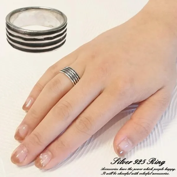 シルバーリング 指輪 ストライプ しましま 溝 3本線 メンズ レディース ユニセックス シルバー925 silver925 シルバーアクセサリー mens
