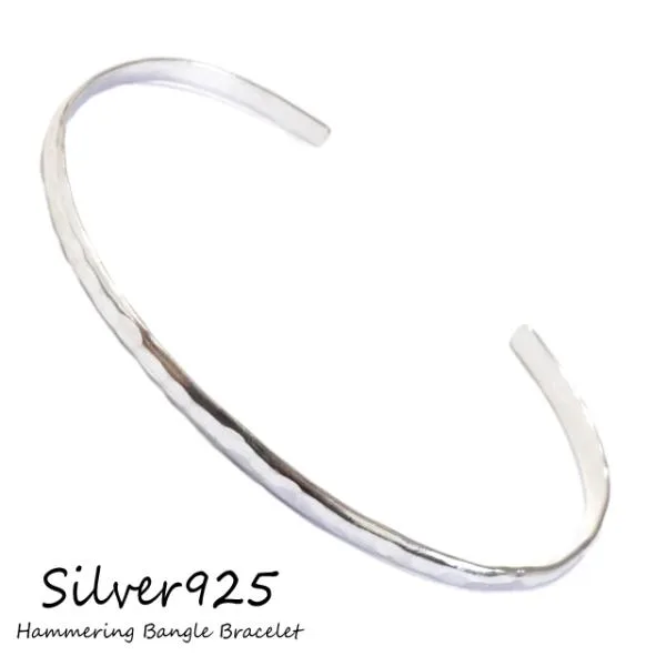 槌目 3mm甲丸線 2mm丸線 バングル シルバーブレスレット シルバー925 silver925 シルバーアクセサリー メンズ レディース ユニセックス 夏アクセ