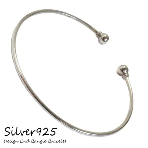 シンプル デザインエンド バングル シルバーブレスレット シルバー925 silver925 シルバーアクセサリー メンズ mens 夏アクセ 送料無料