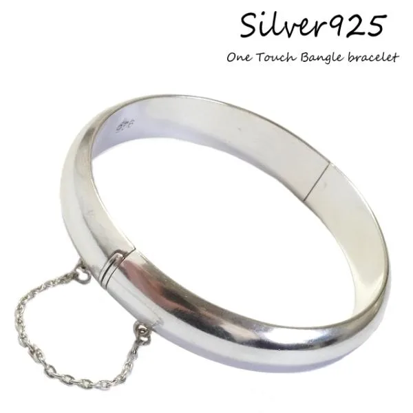 12mm幅 シンプル ワンタッチ 中折れ チェーン バングル シルバーブレスレット シルバー925 silver925 シルバーアクセサリー メンズ mens 送料無料