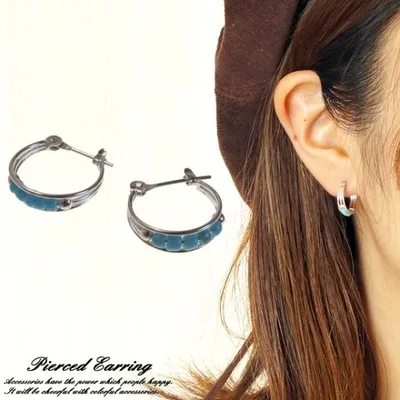 シルバーピアス ワンタッチ クロッシング スナップ 天然石・ビーズ エスニック シルバー925 silver925 シルバーアクセサリー フープピアス お守り mens 送料無料