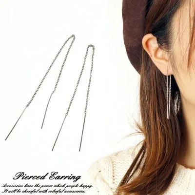 シルバーピアス シンプル オーソドックス あずきチェーン 小豆 アズキ シルバー925 silver925 シルバーアクセサリー アメリカンピアス ロングピアス 送料無料