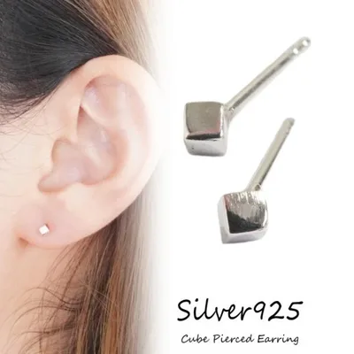 シルバーピアス キューブ キュービック 四角 立方体 スタッドピアス シルバー925 silver925 シルバーアクセサリー レディース シンプル