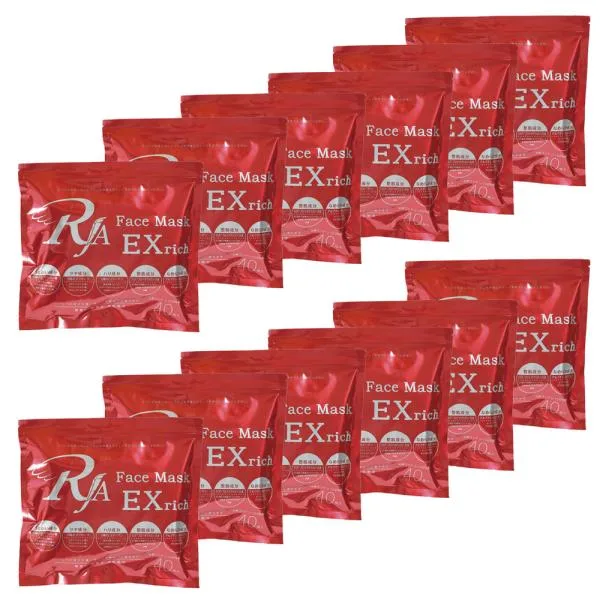 RJA フェイスマスク EXrich 480枚 (40枚×12セット)シートマスク フェイスパック マスク EGF ヒアルロン酸 プラセンタ コラーゲン αーアルブチン 日本製
