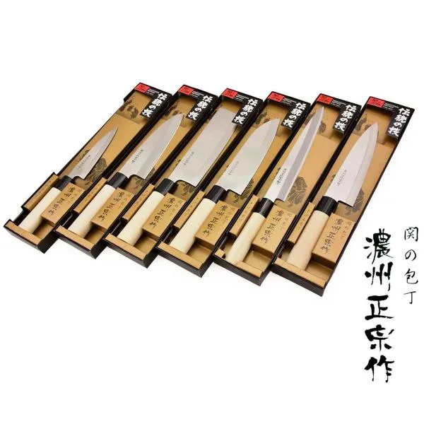関の刃物 関の包丁 濃州正宗作 白木 (自然木) ペティー 三徳 菜切 牛刀 刺身 5種から1つ