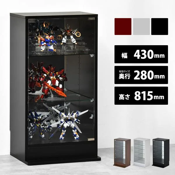 コレクションケース ガラスケース 背面ミラー付き 幅43 高さ81.5 奥行28cm ディスプレイケース スリム 可動棚 アクスタ 収納 フィギュア プラモデル