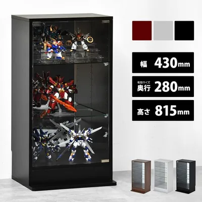 コレクションケース ガラスケース 背面ミラー付き 幅43 高さ81.5 奥行28cm ディスプレイケース スリム 可動棚 アクスタ 収納 フィギュア プラモデル