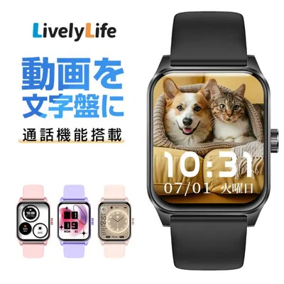動画壁紙 スマートウォッチ 健康管理 Bluetooth通話機能 血中酸素 心拍数 睡眠検測 IP68防水 歩数計 iPhone/Android 運動 生理周期