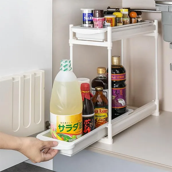 キッチン収納 シンク下 スライドラック 2段 スリム キッチンラック ( シンク下収納 コンロ下収納 台所収納 )